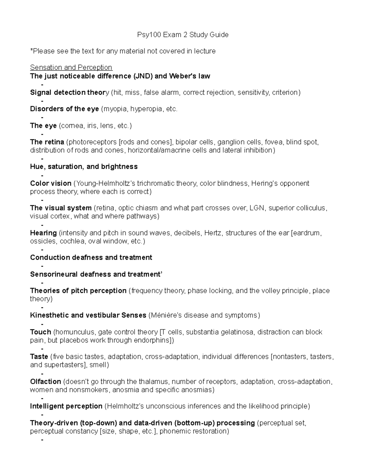 PSY ch 5 notes - Summary Introduction to Psychology - Psy100 Exam 2 ...