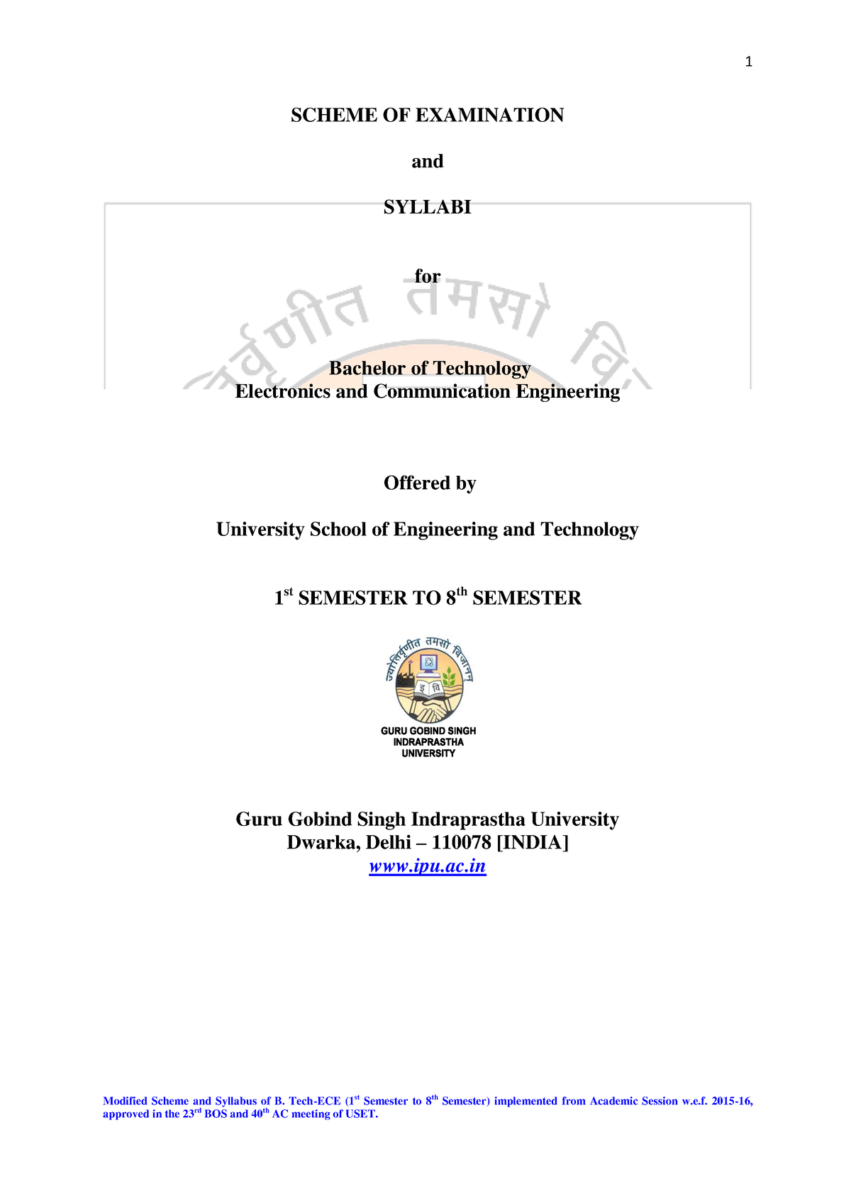 Syllabus btech Modified Scheme and Syllabus of B. TechECE (1st