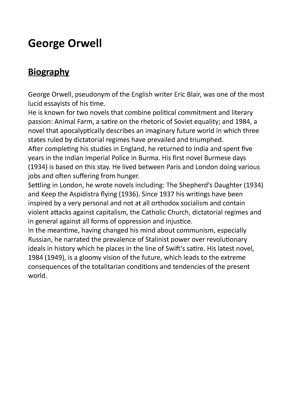 george orwell essay on writing pdf