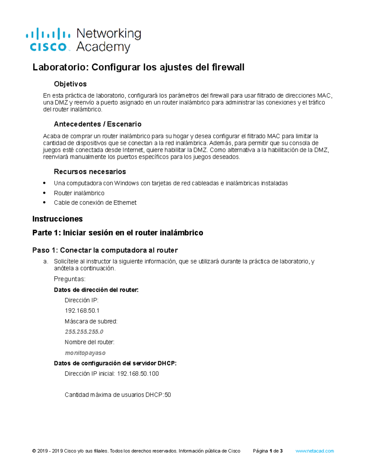 6.1.4.8 Lab - Configure Firewall Settings - Laboratorio: Configurar los ...