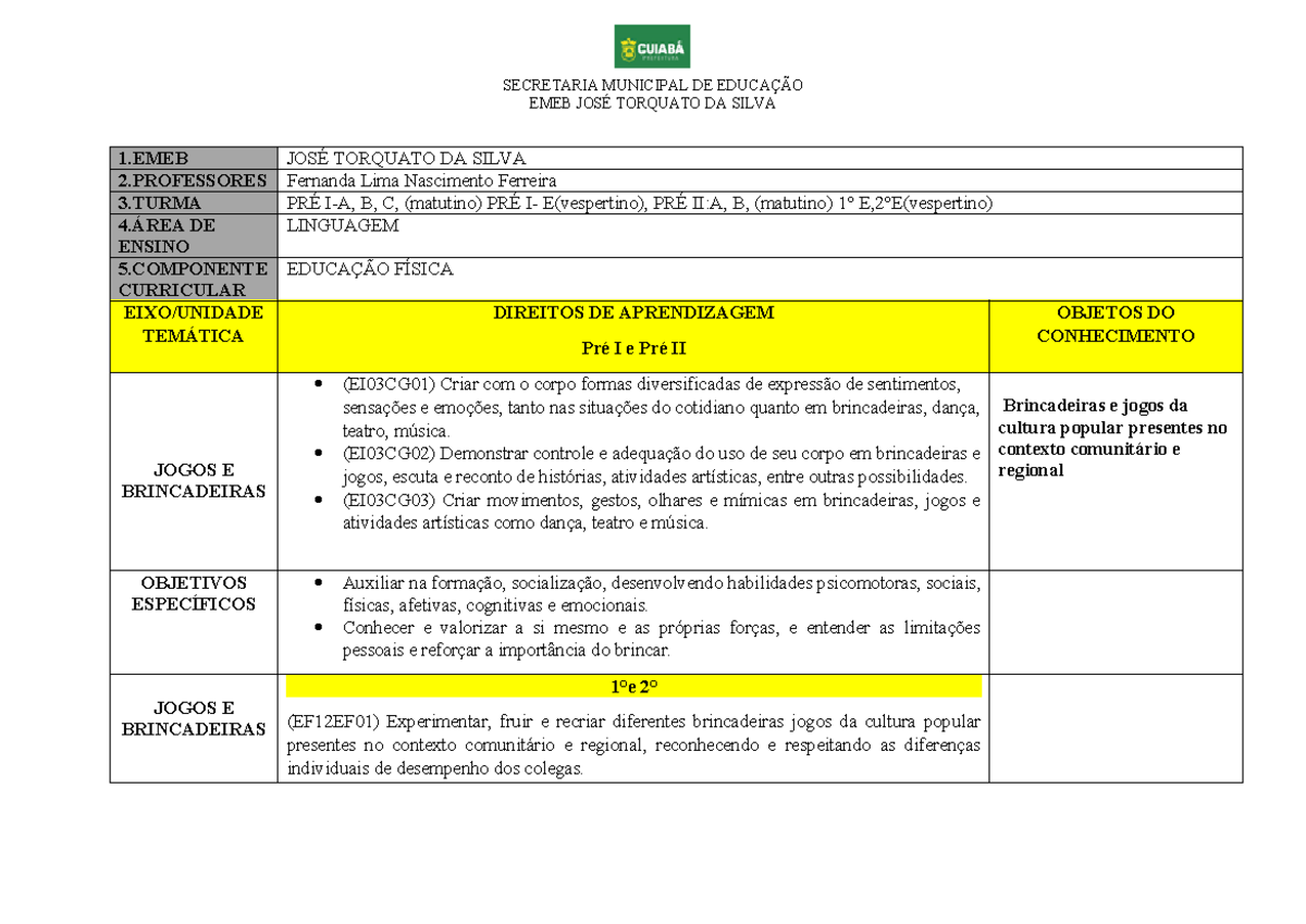 Plano Quinzenal mes de Abril - EMEB JOSÉ TORQUATO DA SILVA 1 JOSÉ ...