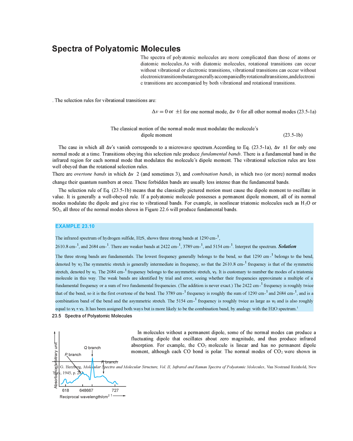 Spectra Of Polyatomic Molecules - . The Selection Rules For Vibrational ...