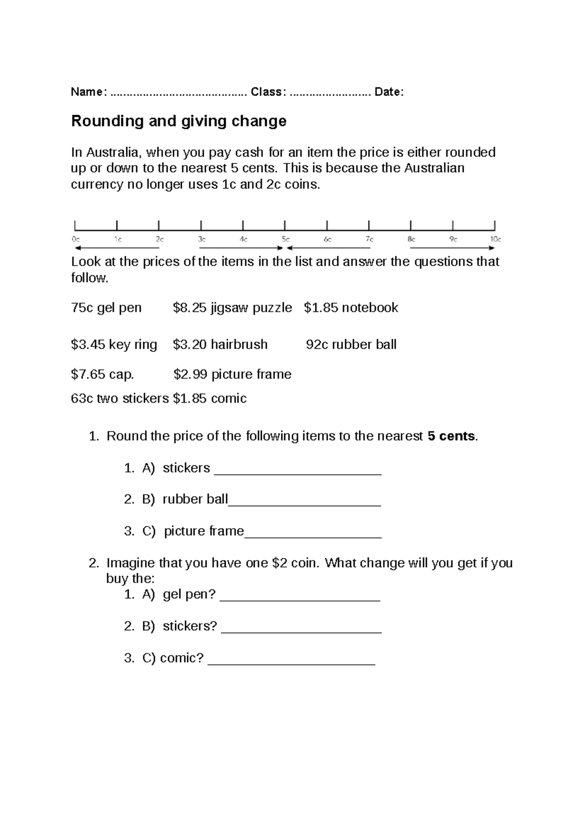 MATH Worksheet - Math Assignment - Name ...