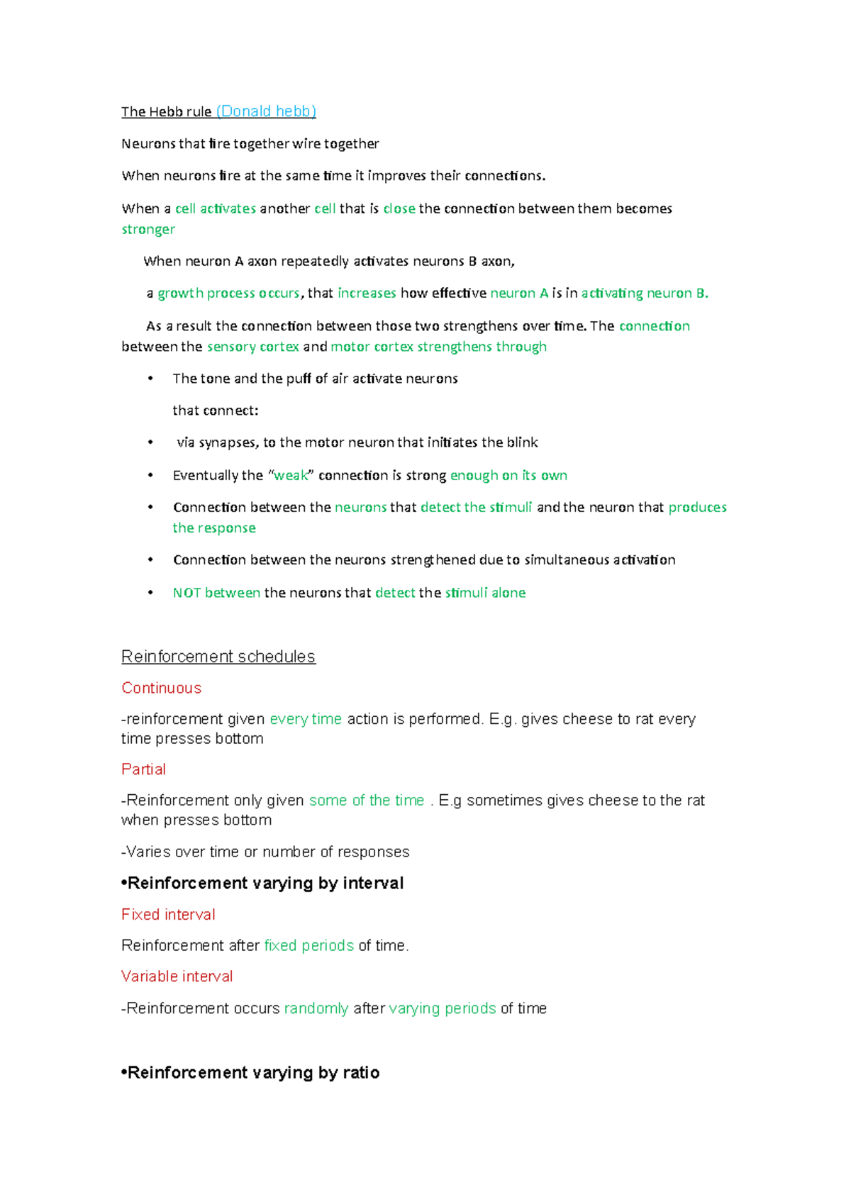 Learning part 3 - semester b - The Hebb rule (Donald hebb) Neurons that ...