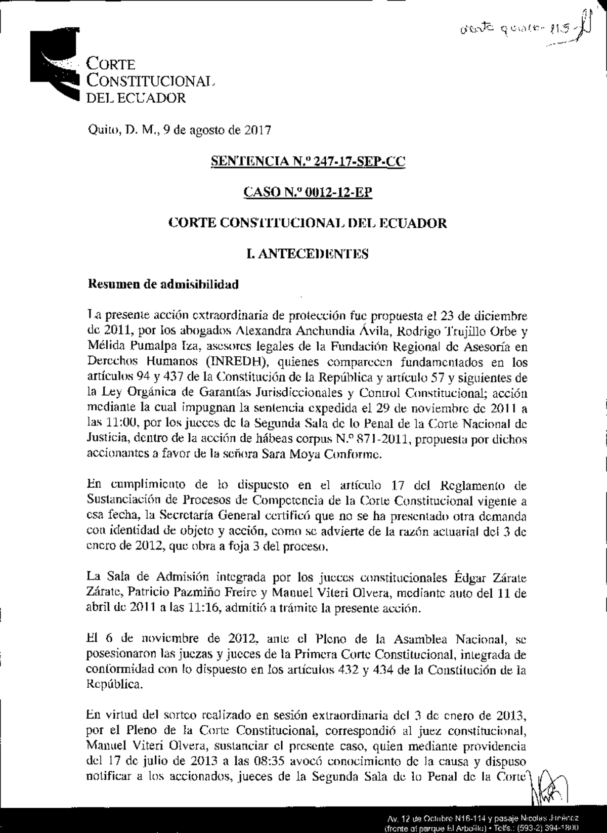 Ejemplo de sentencia - tfOi.