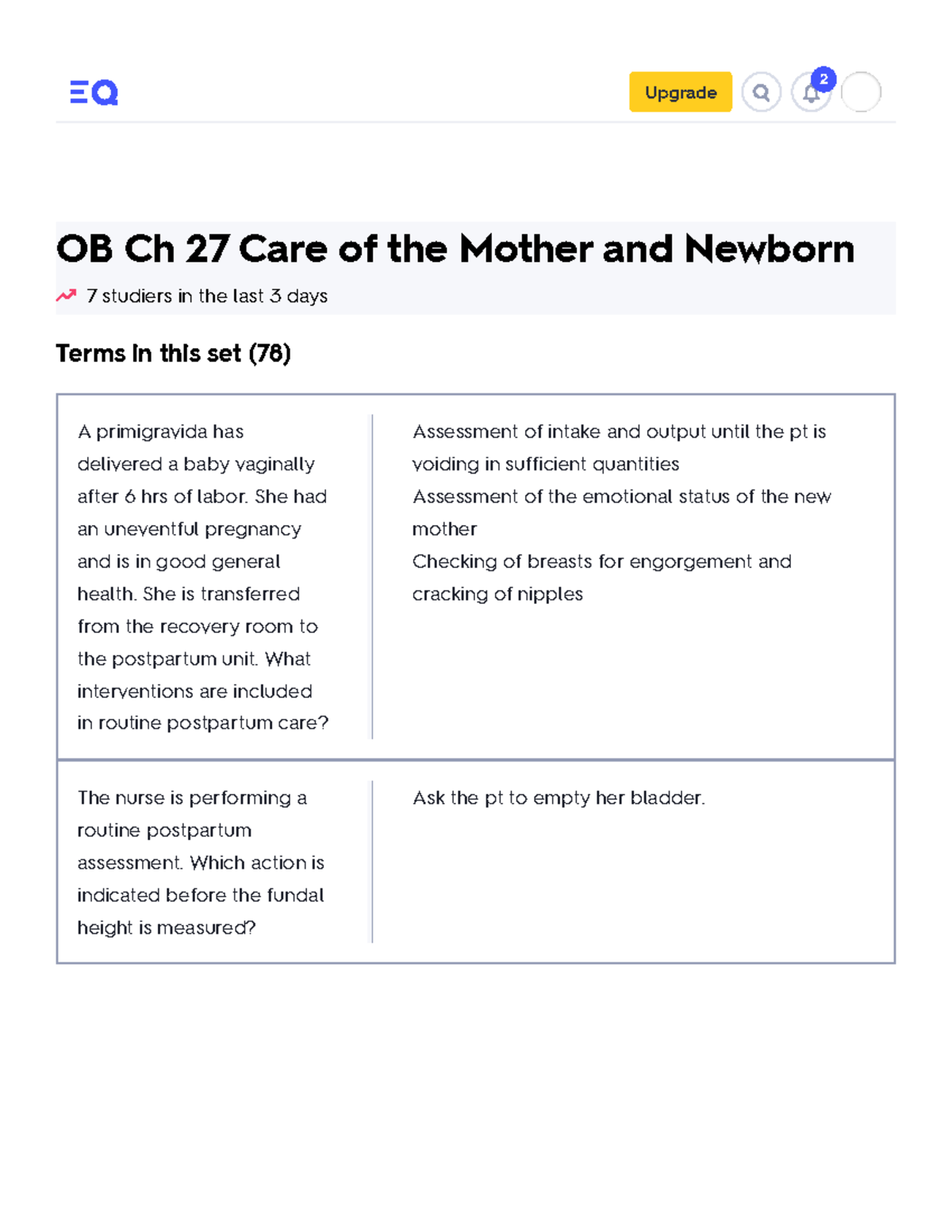 OB Ch 27 Care Of The Mother And Newborn Flashcards Quizlet - Upgrade 2 ...