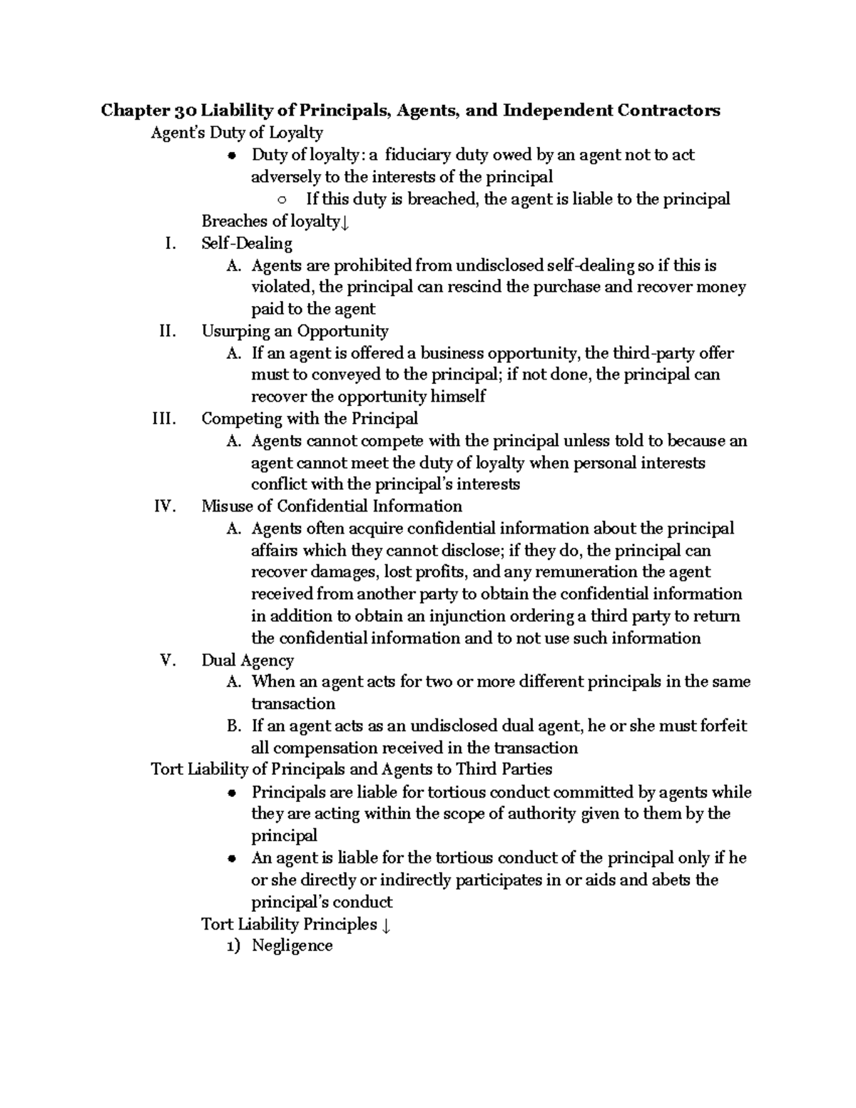 Business Law Unit 4 Chapter 30 Summary Chapter 30 Liability Of 