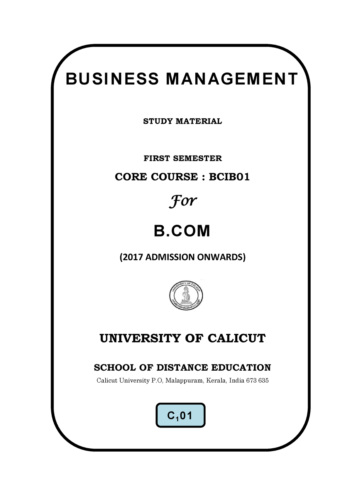 1st Semester Business Management - Ba /BBA/BCom Calicut University ...