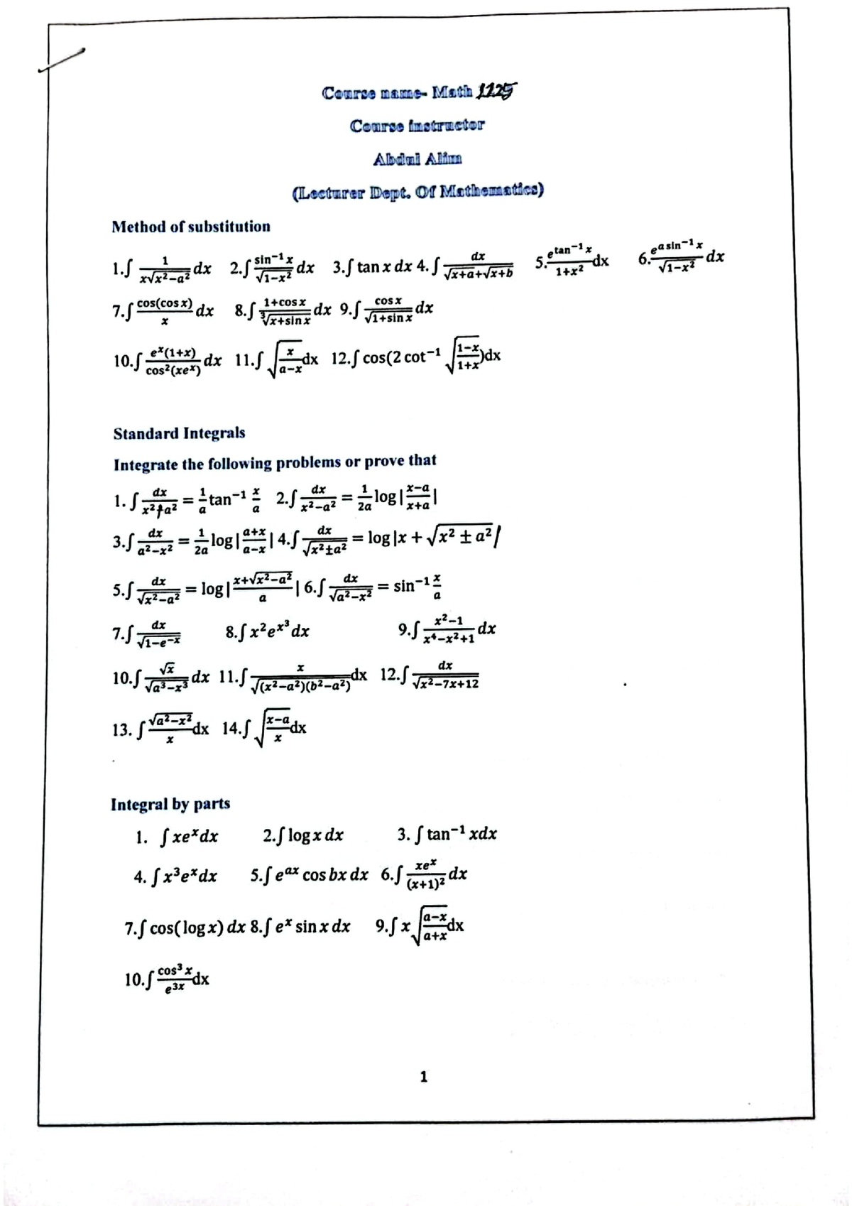 Integration Notes - Integral Calculus - Studocu