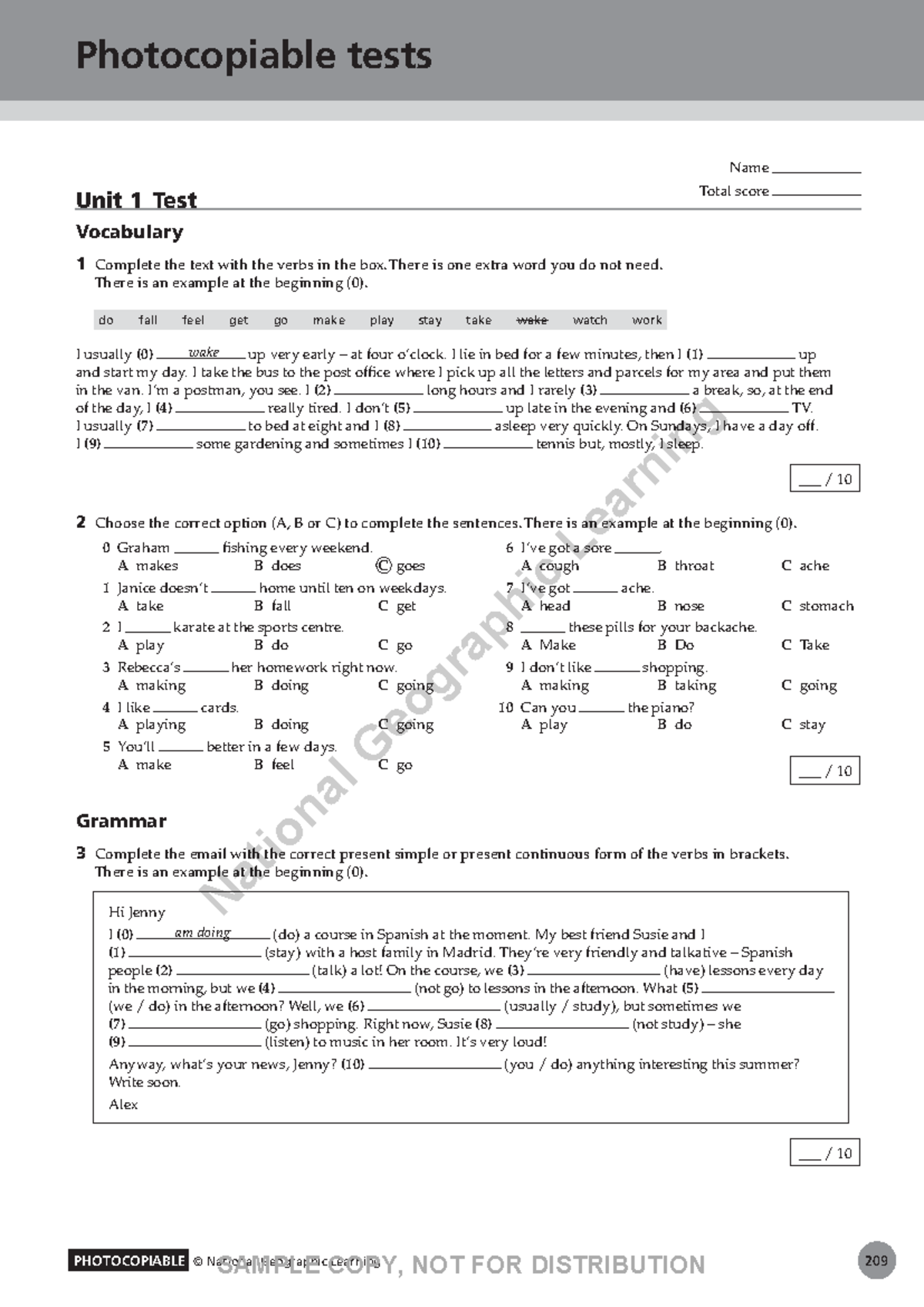 Exercise-LIFE PRE- Inter - 209 Photocopiable tests Unit 1 Test ...