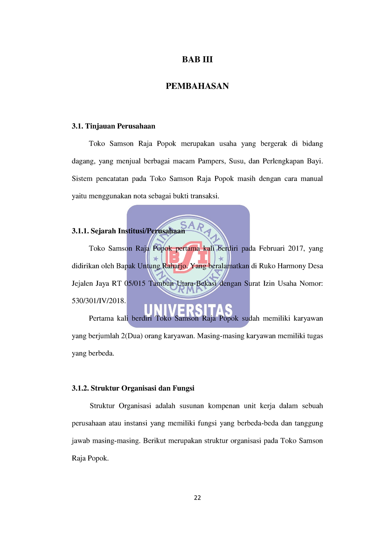 File 11-Bab-III-Pembahasan - 22 BAB III PEMBAHASAN 3. Tinjauan ...