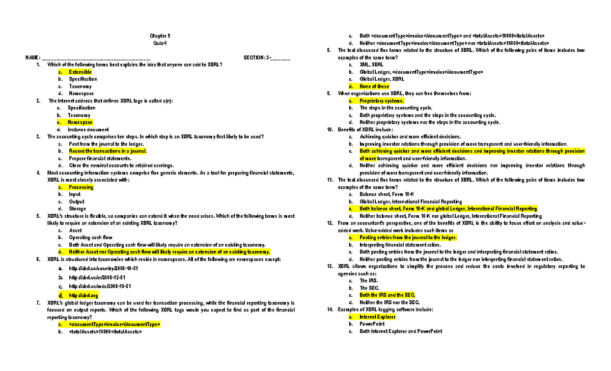 Accounting Information System Chapter 9 Answer Quiz - Chapter 9 Quiz ...