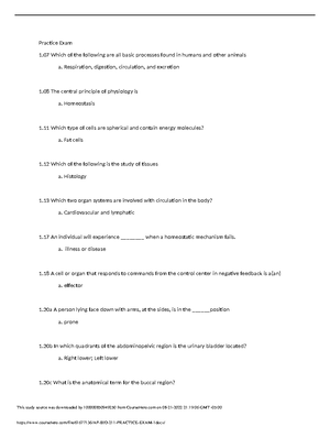 Exam 1 Study Guide BIO-211-oct17 - BIO-211 • Anatomy And Physiology I ...