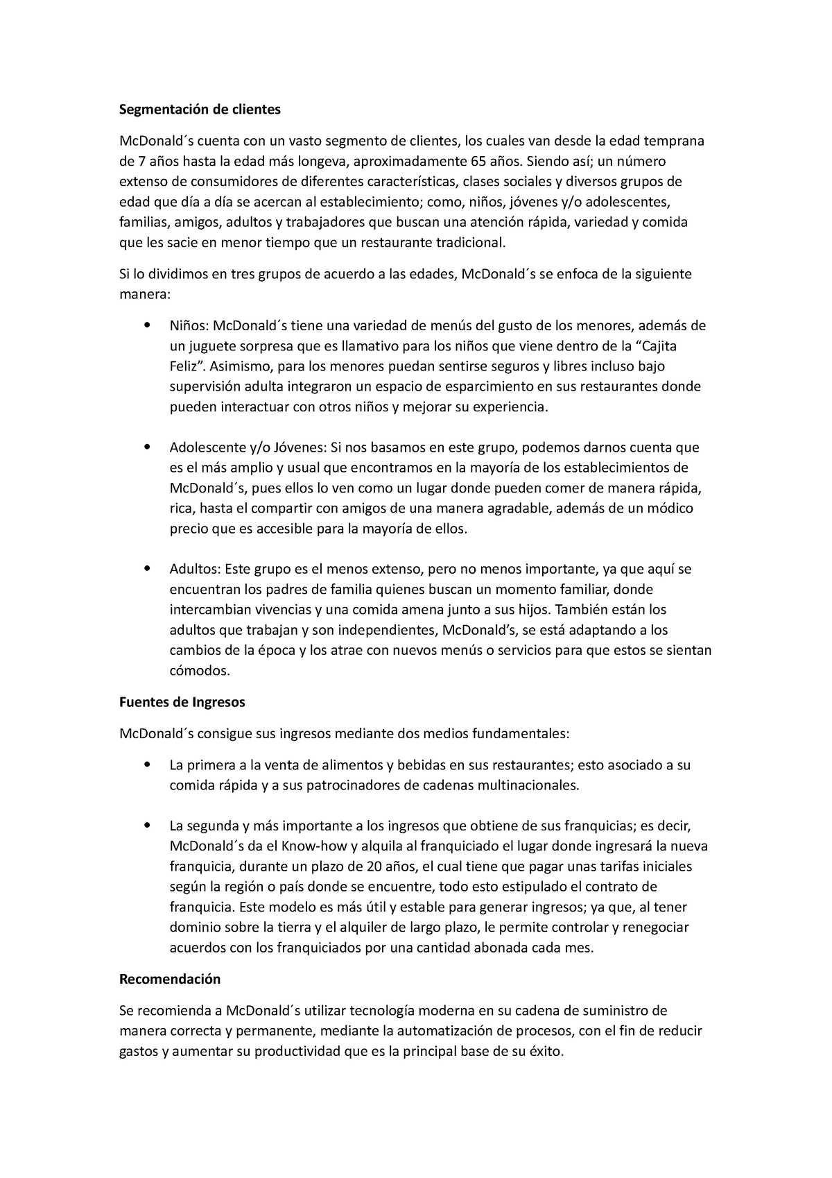 Segmentación De Clientes - Segmentación De Clientes Mcdonald ́s Cuenta 