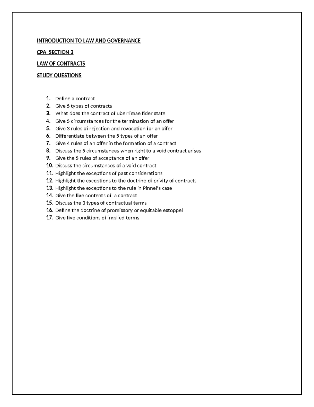 Introduction TO LAW AND Governance Paper 3 - INTRODUCTION TO LAW AND ...