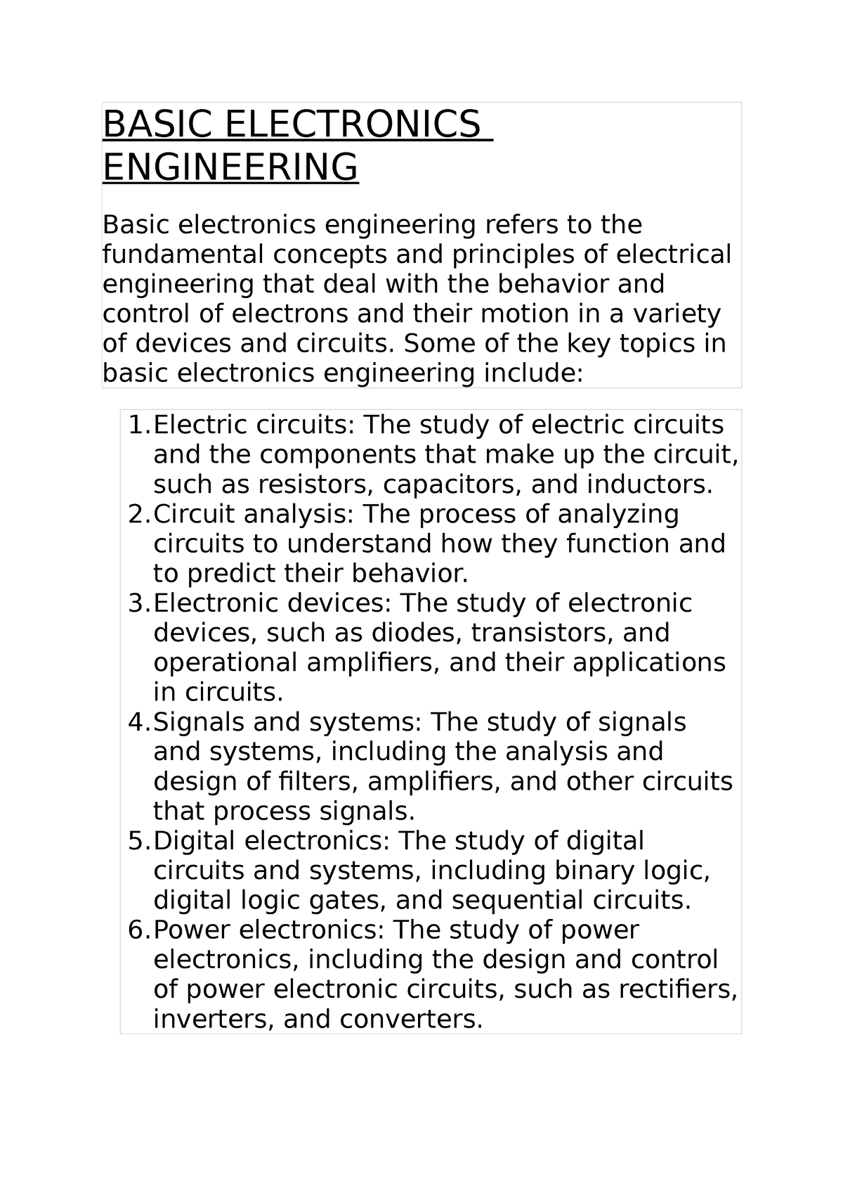 Basic Electronics Engineering - BASIC ELECTRONICS ENGINEERING Basic ...