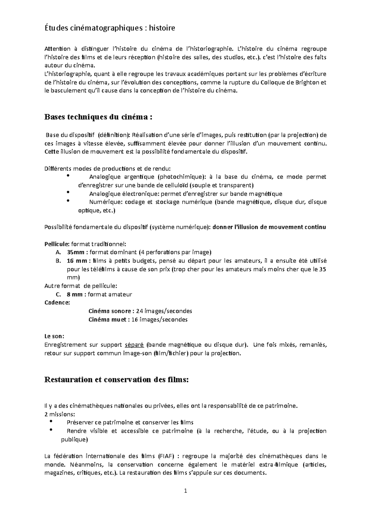 Résumé histoire du cinéma - : histoire Attention distinguer du de du ...
