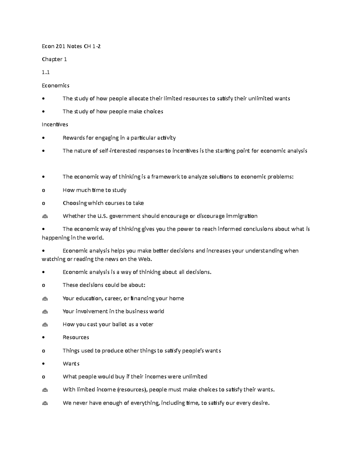 Macroeconomics CH1 Notes - MACROECONOMICS CHAPTER 1: Limits, alternatives,  and choices Economics is - Studocu