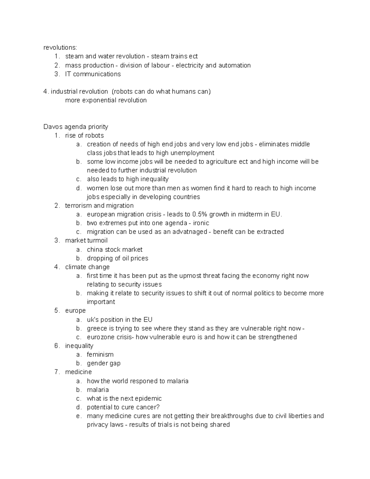 Globalisation Summary notes - revolutions: 1. steam and water ...