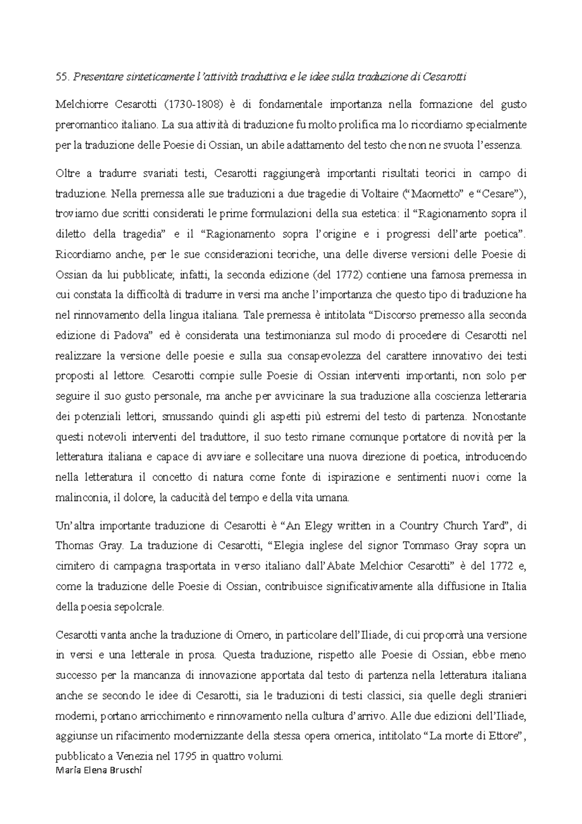 55 Cesarotti - Elaborato lezione 55 - Presentare sinteticamente l ...