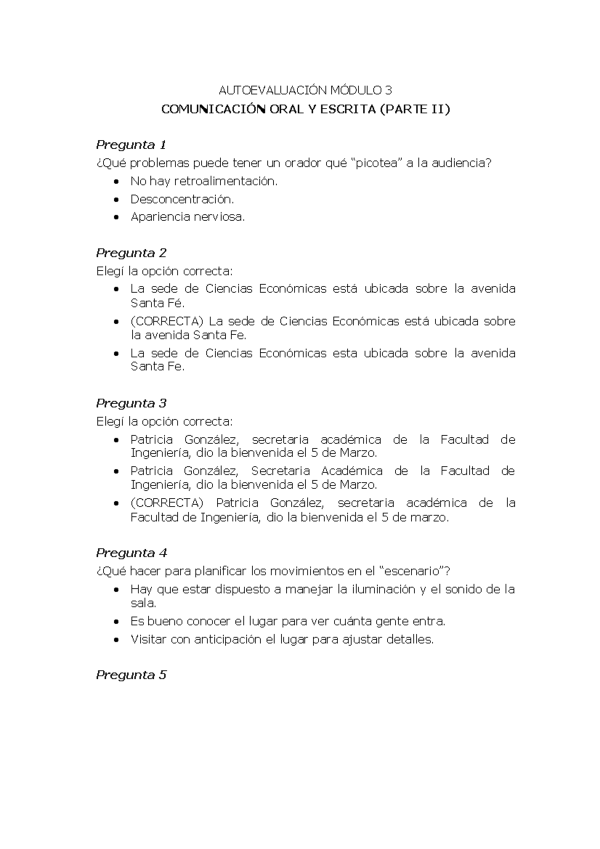 Autoevaluaciones - AUTOEVALUACIÓN MÓDULO 3 COMUNICACIÓN ORAL Y ESCRITA ...