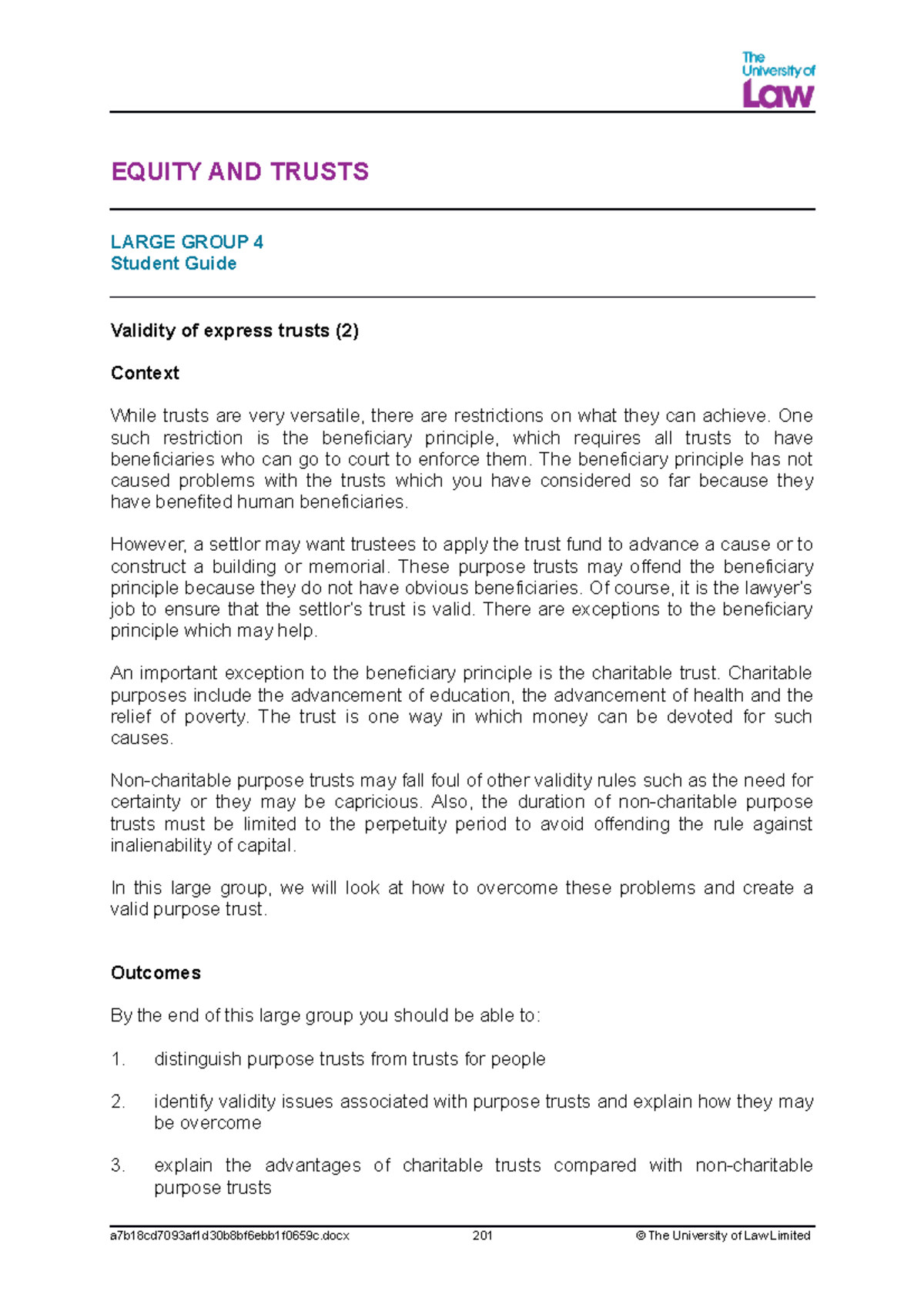LG4 SG - lg4 notes - EQUITY AND TRUSTS LARGE GROUP 4 Student Guide ...