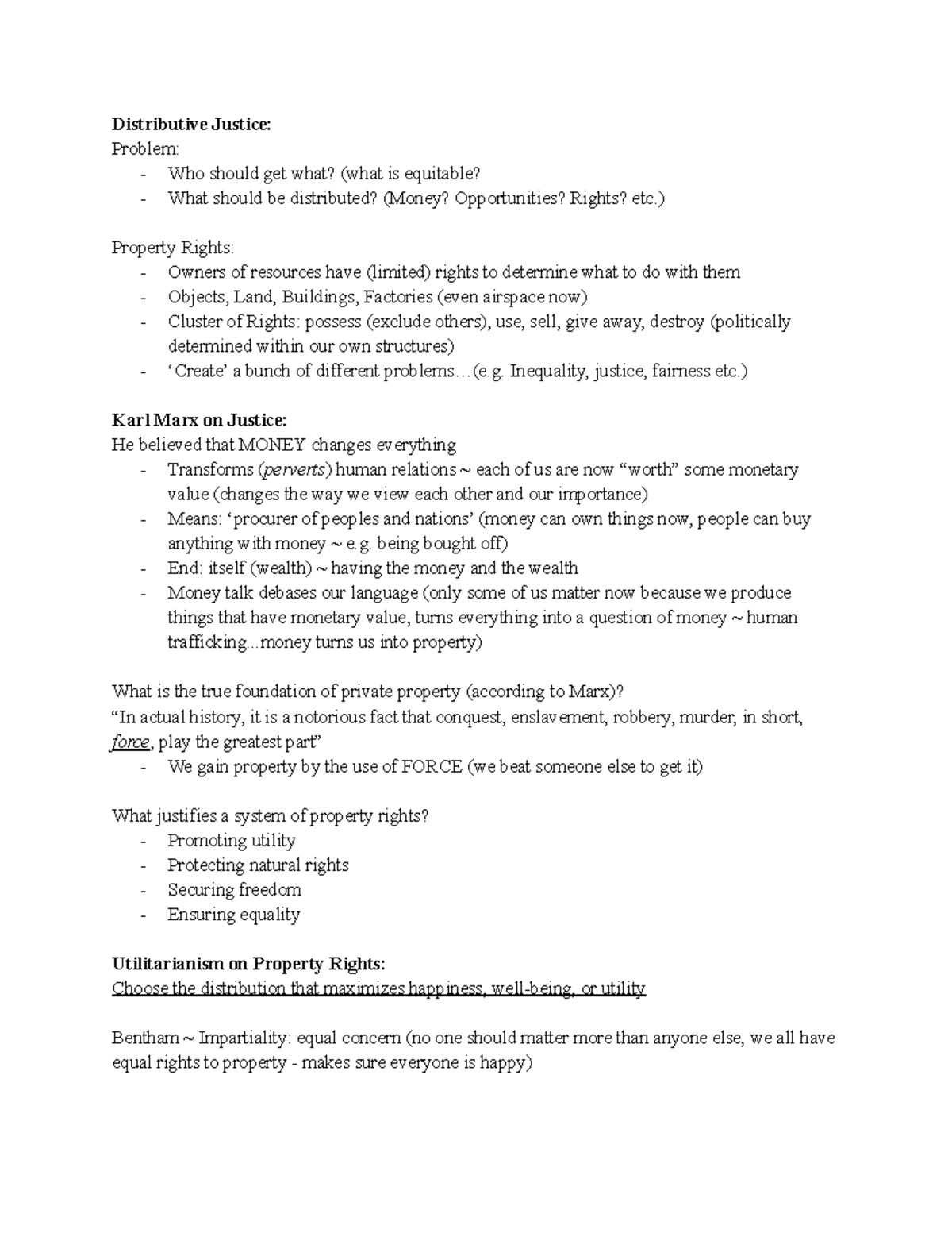 Week 4 - Justice and Property - Distributive Justice: Problem: - Who ...