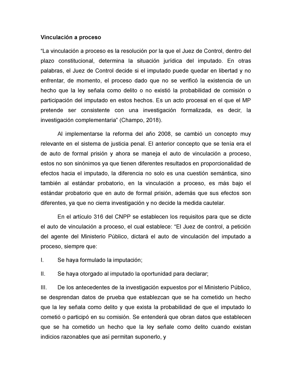 Vinculación a proceso Apuntes 1 Procesal Penal UABCS