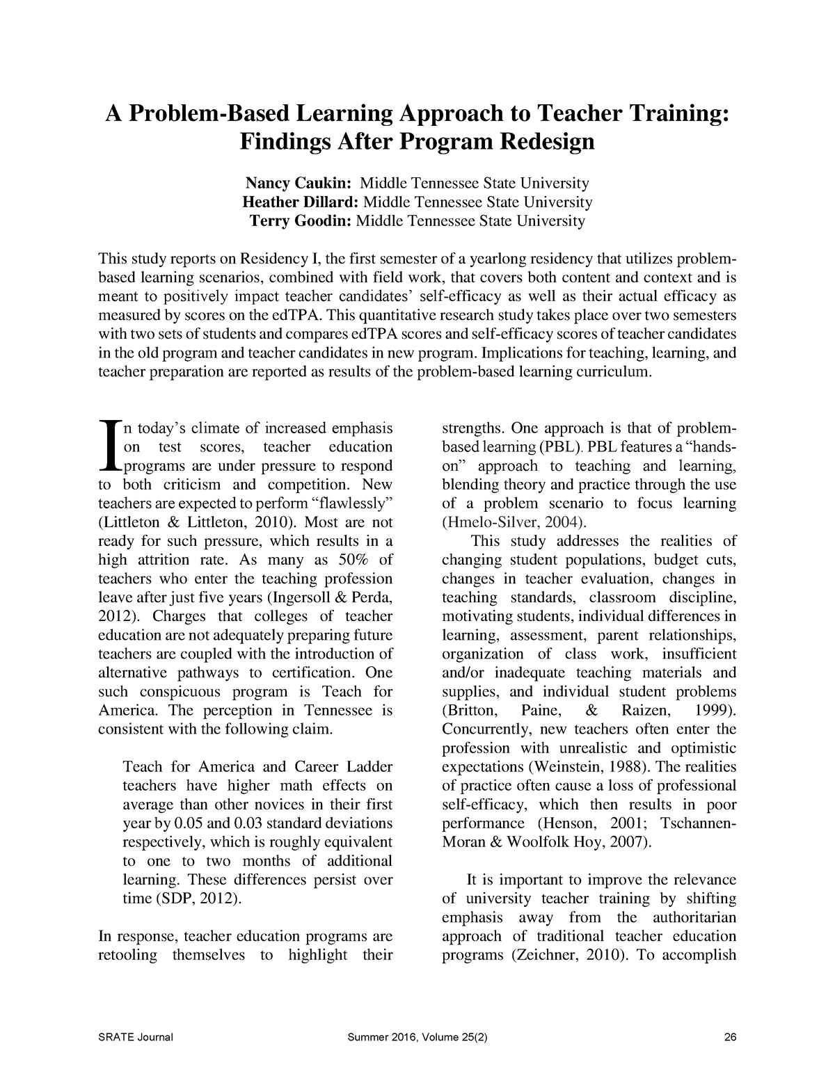 problem based learning research paper