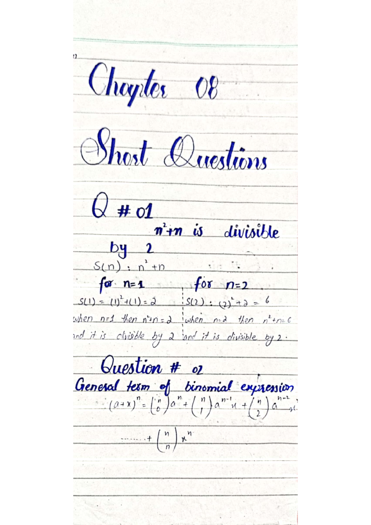 Ch 7 & 8 imp S.Q solution - Maths notes - mathematics - Studocu