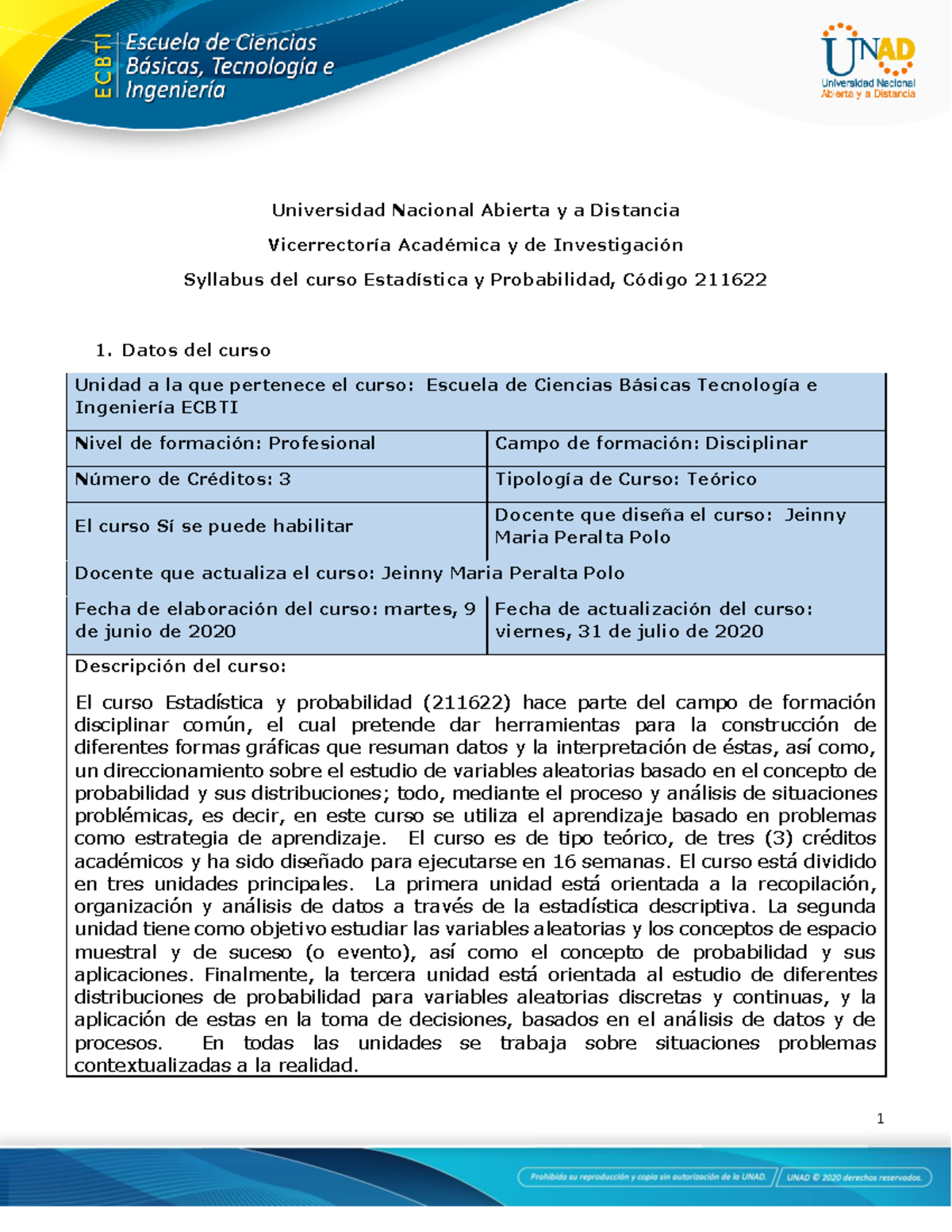 Syllabus Del Curso Estadística Y Probabilidad - Universidad Nacional ...