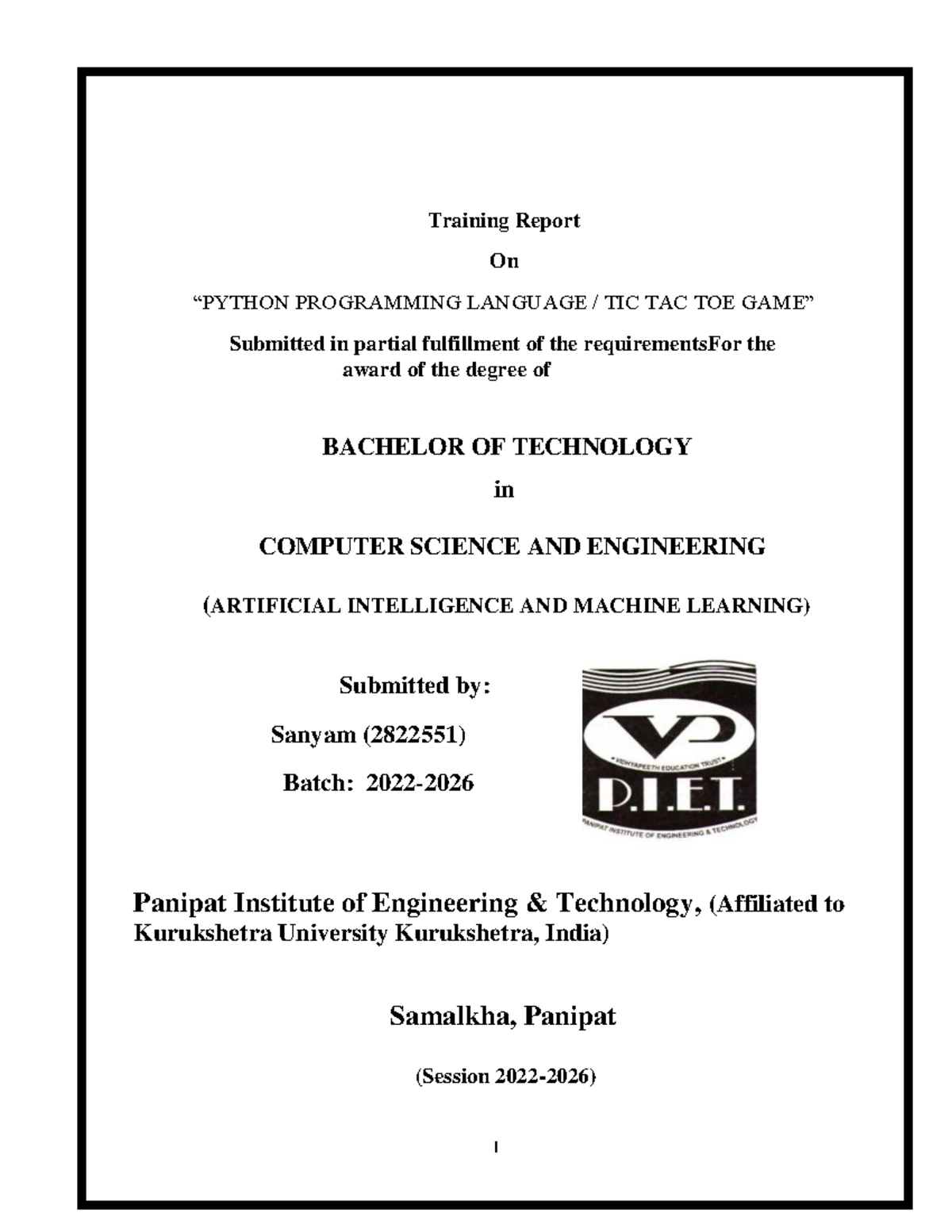 Seminar report 2023 (2) - Training Report On “PYTHON PROGRAMMING ...