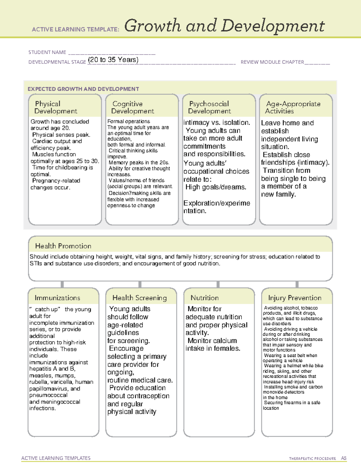 Aaa(20 to 35 Years) - Growth and Development - ACTIVE LEARNING ...