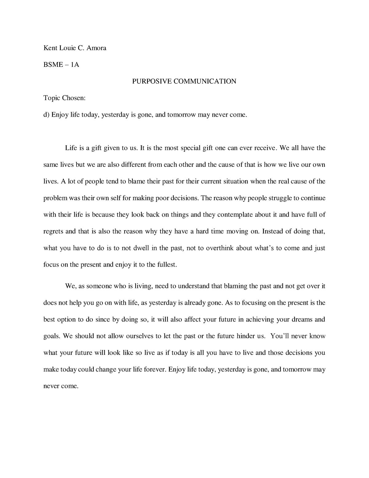 essay in purposive communication