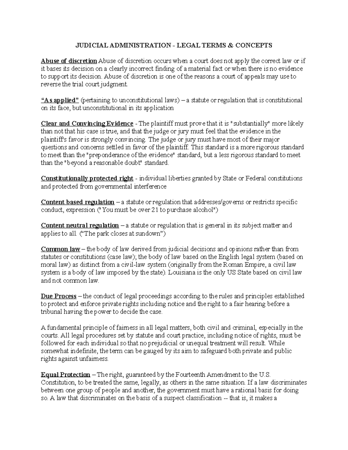 Legal Terms and Concepts - JUDICIAL ADMINISTRATION - LEGAL TERMS ...