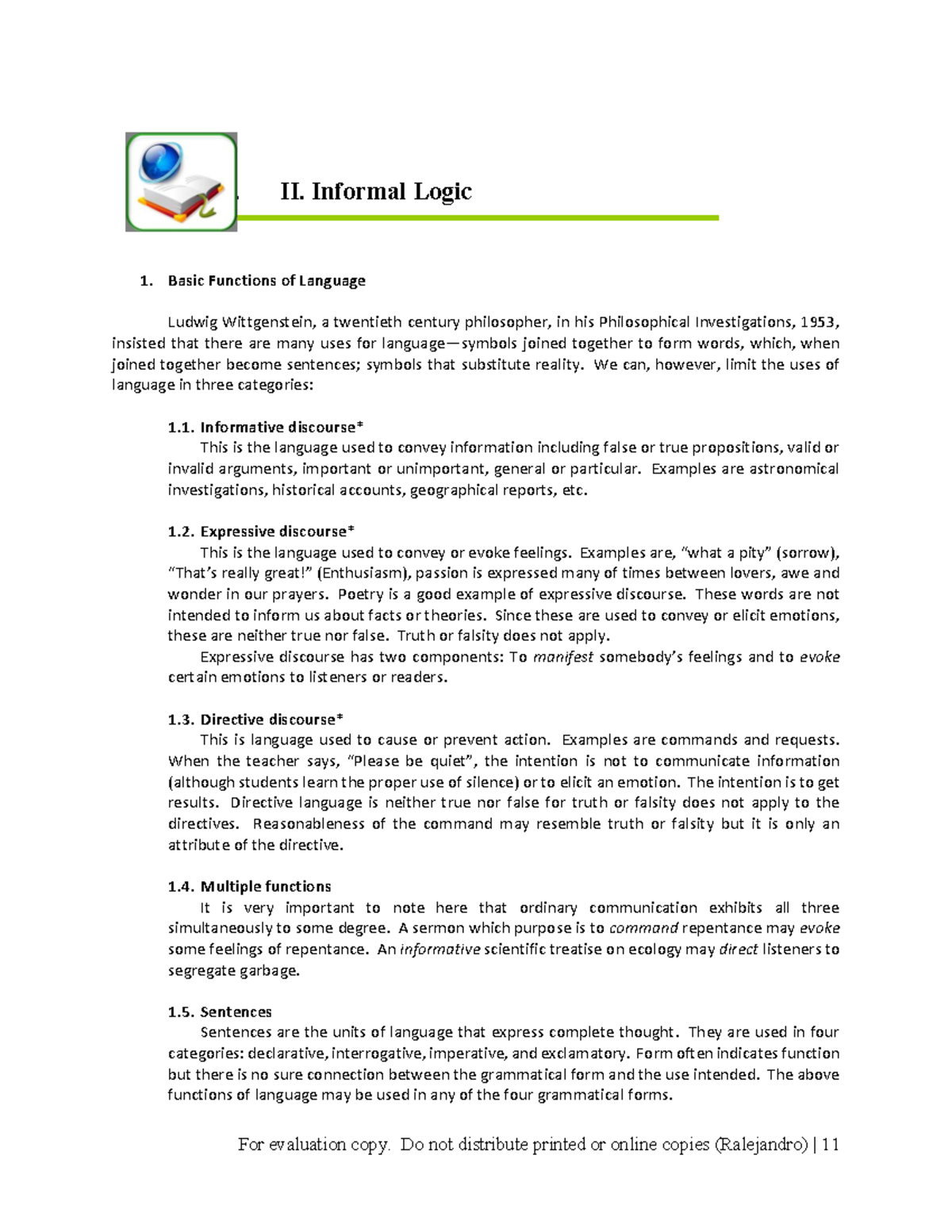 Chapter 2 52b0c44383 c2bf84dc59b9d8889c74d0 - I. II. Informal Logic 1 ...