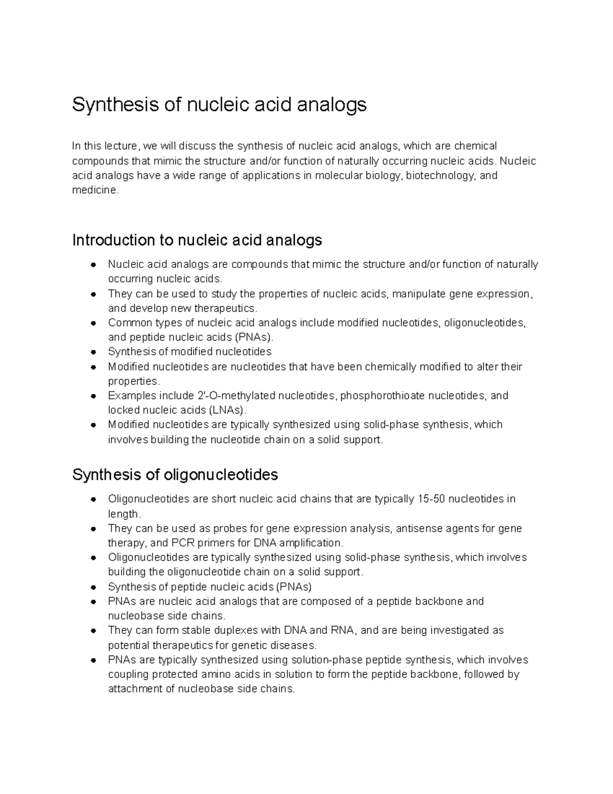 Organic Chemistry II (CHM-2020 ) Lecture 21 - Synthesis Of Nucleic Acid ...