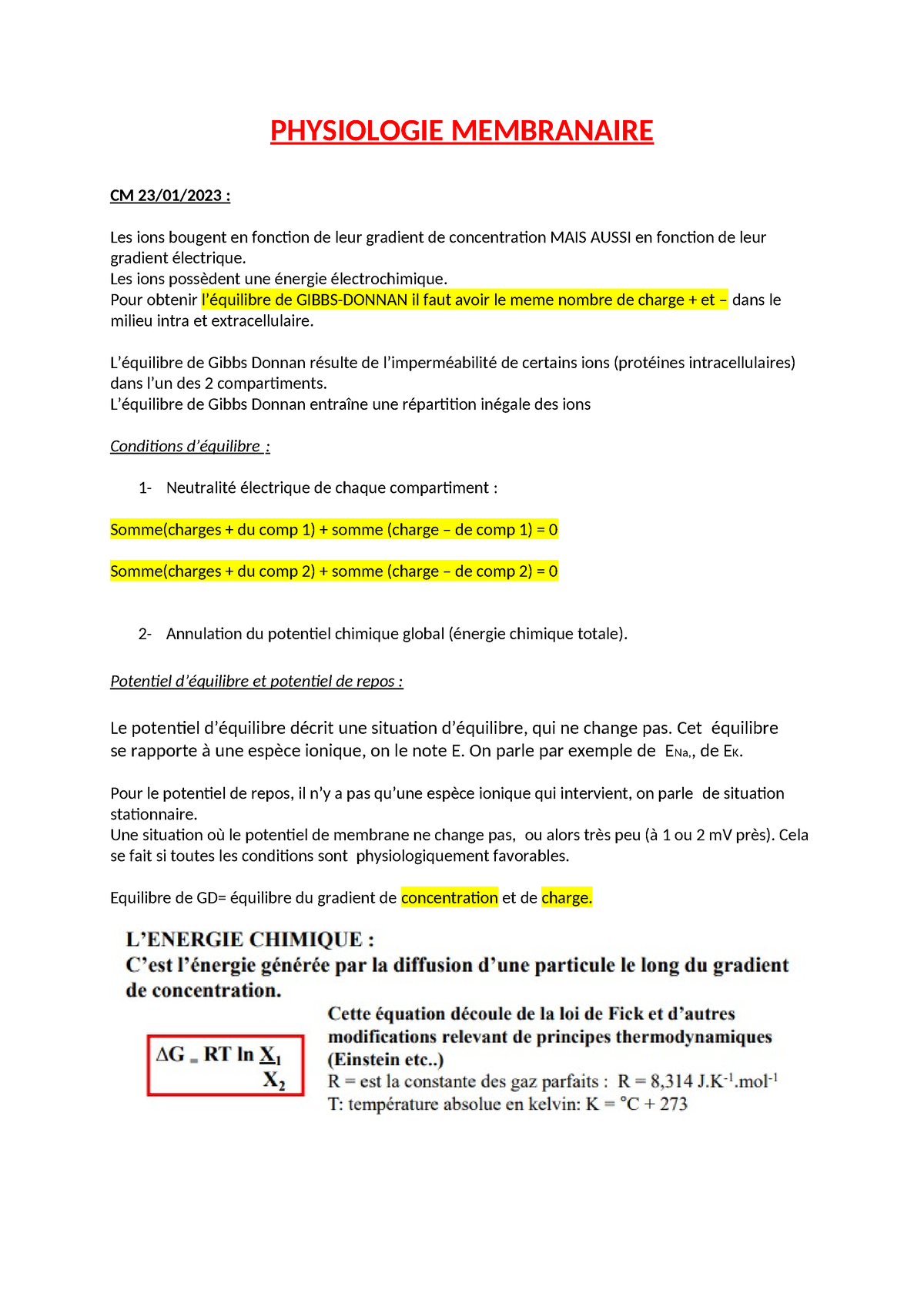 Physiologie Membranaire Physiologie Membranaire Cm Les Ions Bougent En Fonction