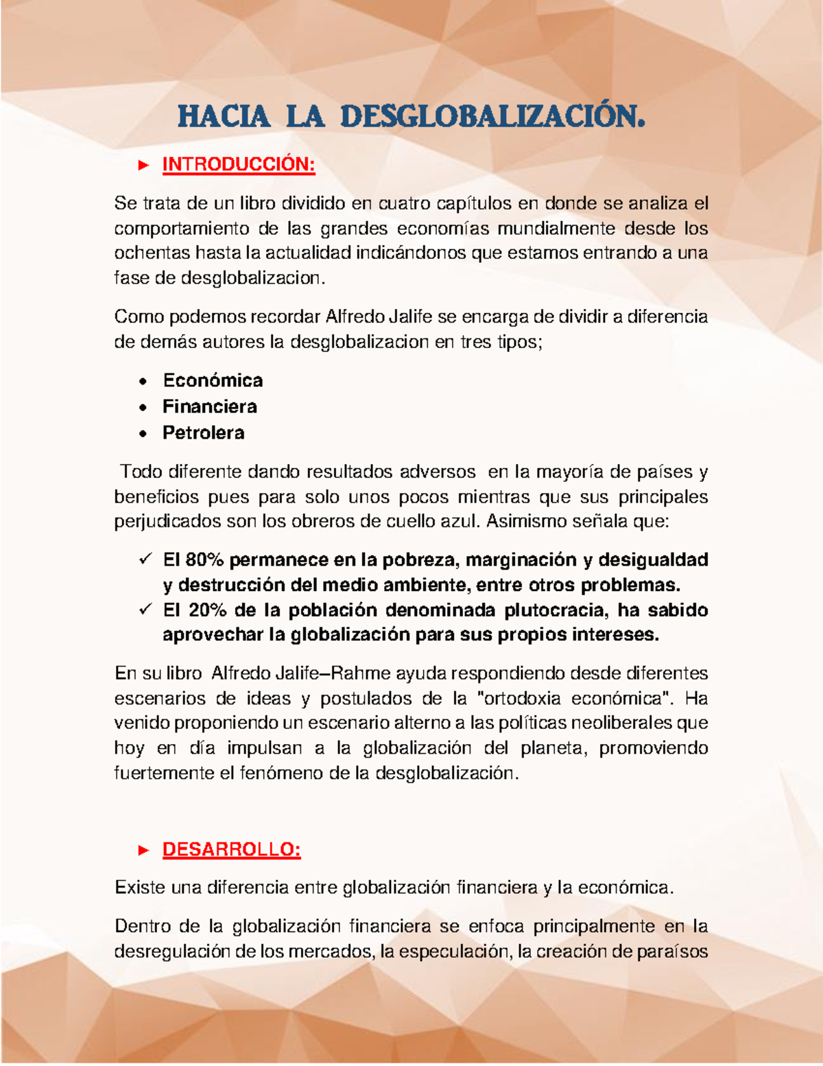 Ensayo Hacia LA Desglobalizacion que es PreProducción UP Studocu