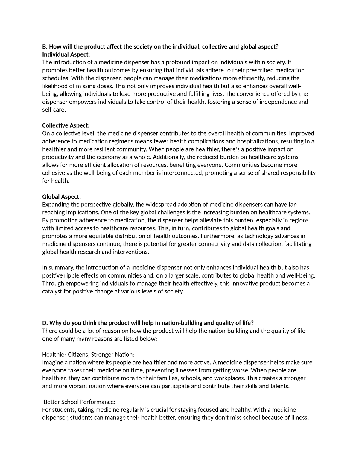 STS-Notes for Science - B. How will the product affect the society on ...