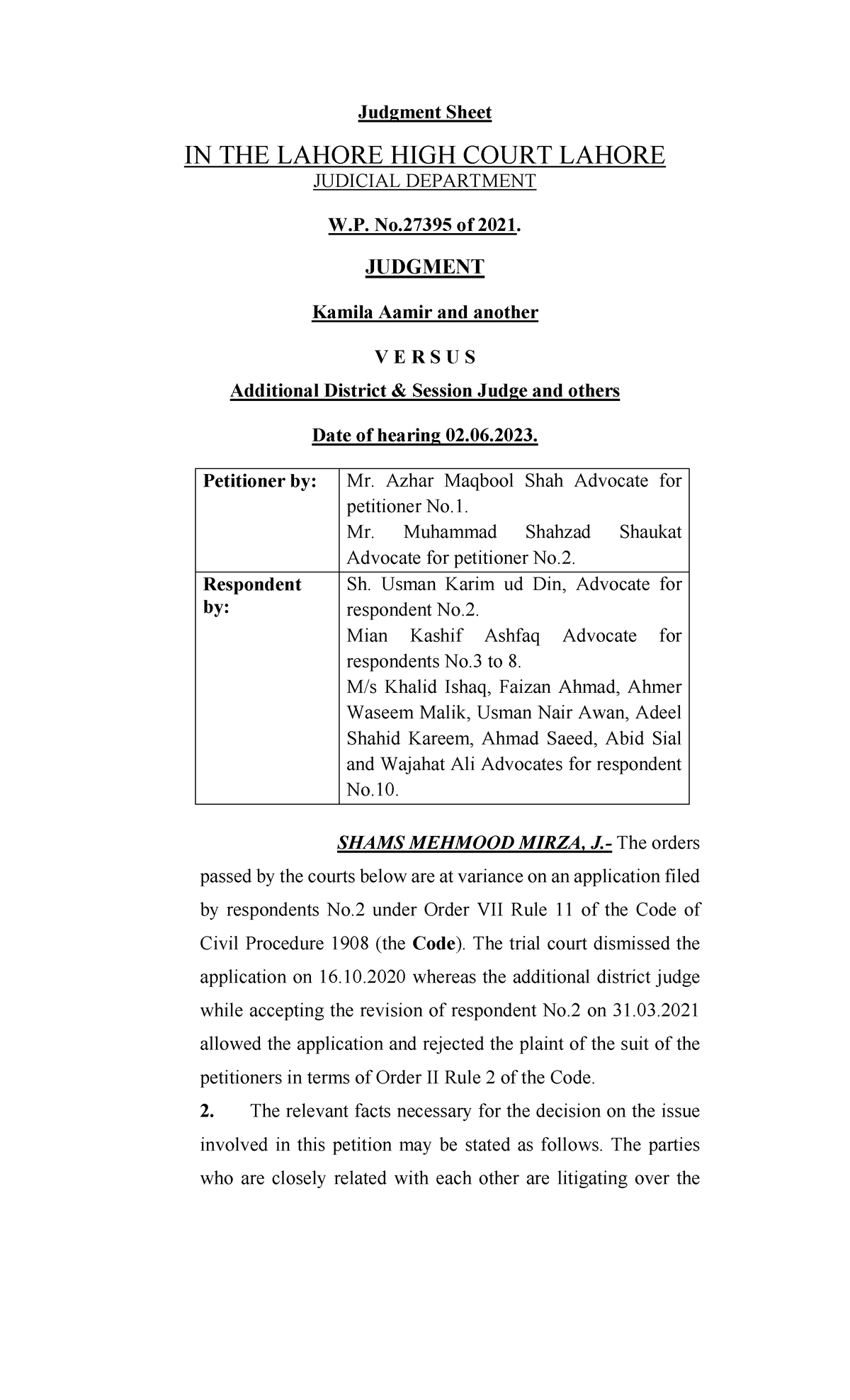 2023LHC3572 - Judgment Sheet IN THE LAHORE HIGH COURT LAHORE JUDICIAL ...