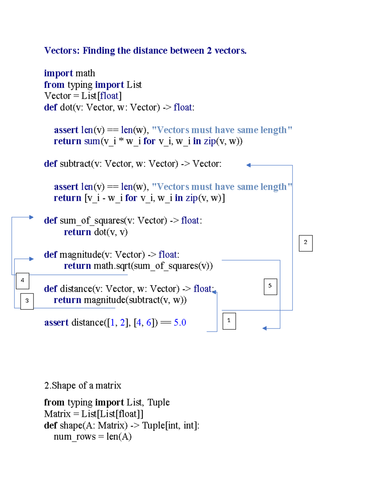 Module 1 - ####### Vectors: Finding the distance between 2 vectors ...