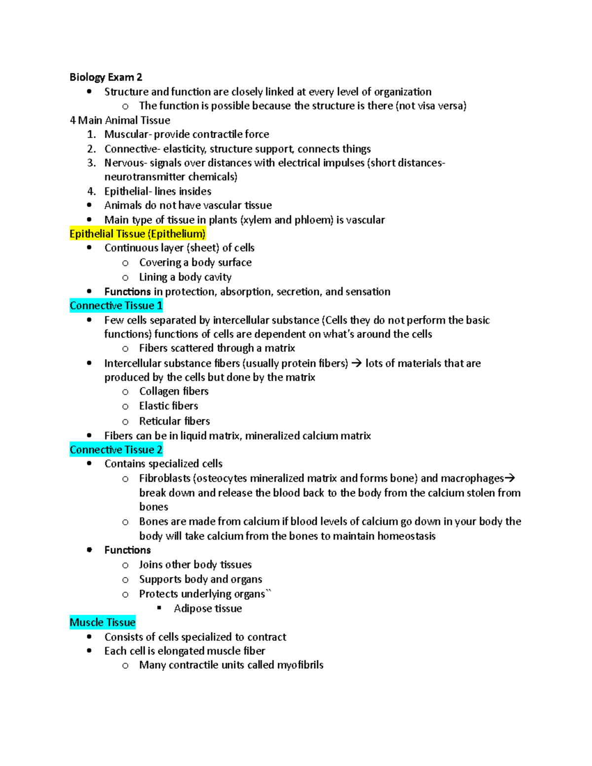 Intro to Bio 121,123 - Biology Exam 2 Structure and function are ...