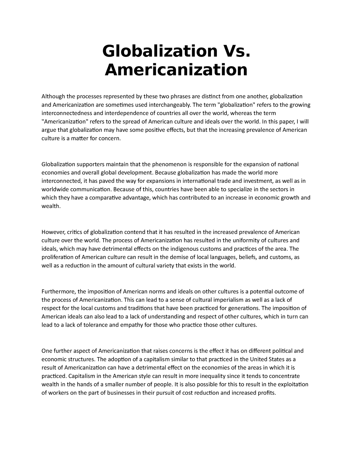 argumentative essay topics globalization