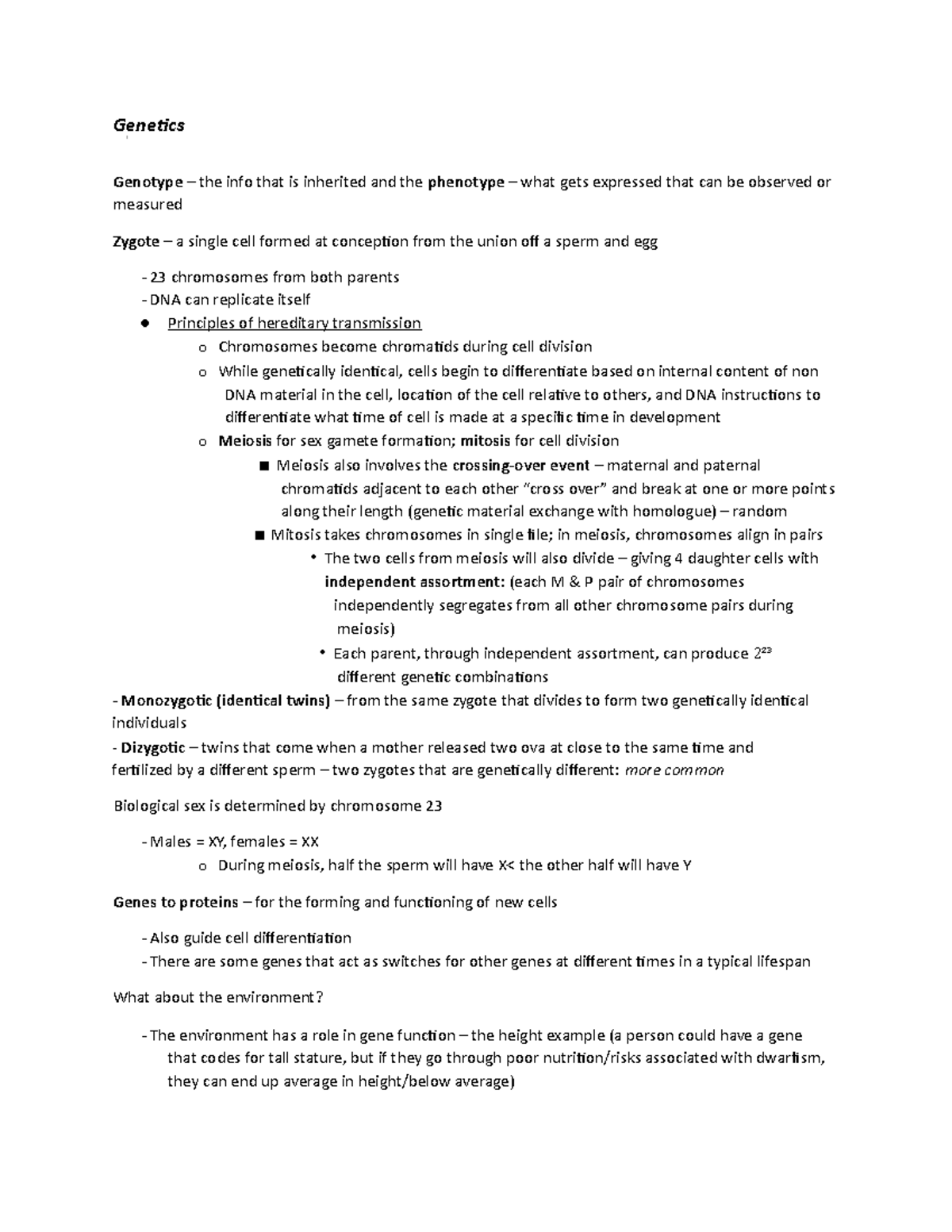 PSYB20 - Chapter 3 - Genetics - PSYB20 - U of T - Studocu