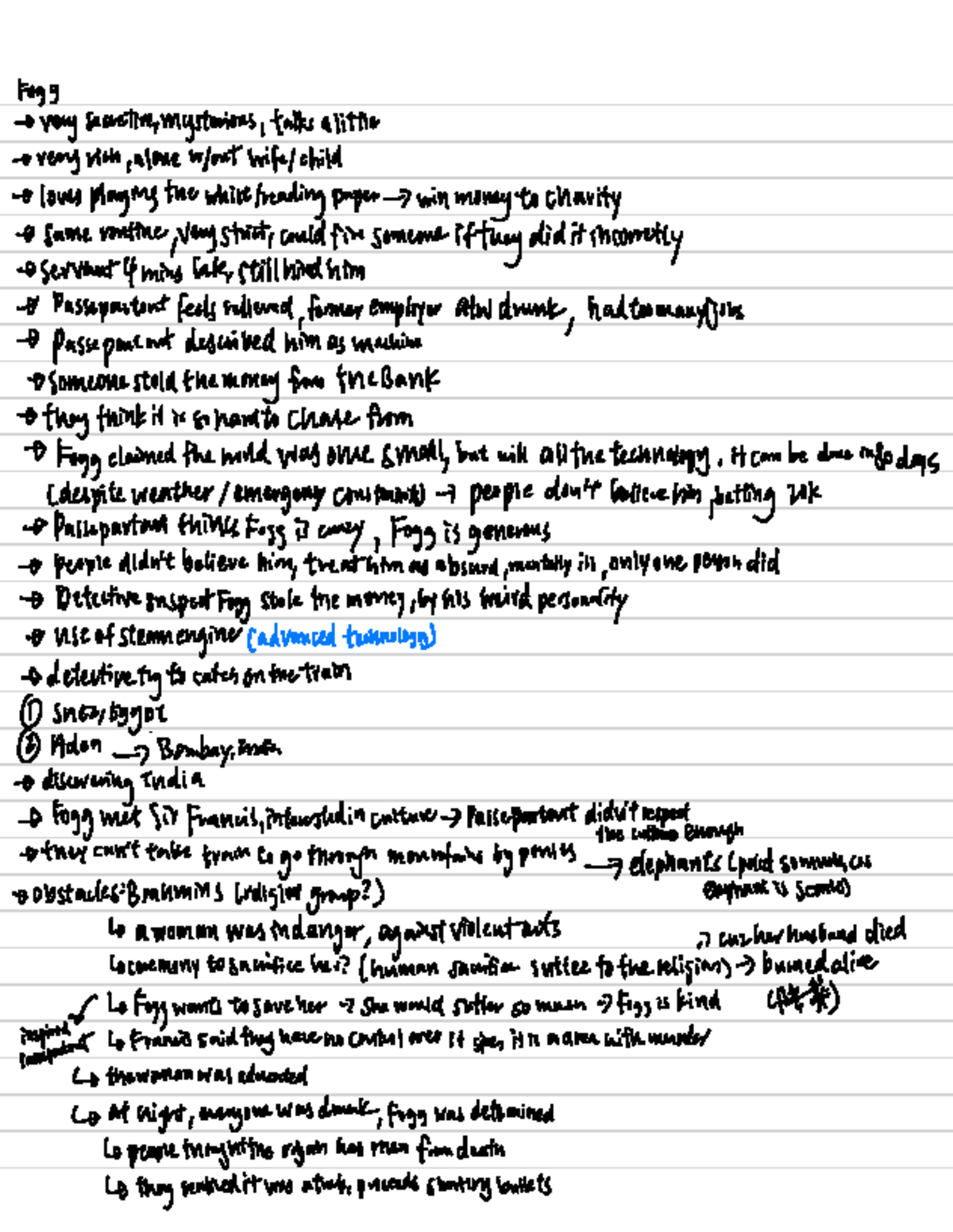 Around the world in 80 days notes - Fogg > very secretive, mysterious ...