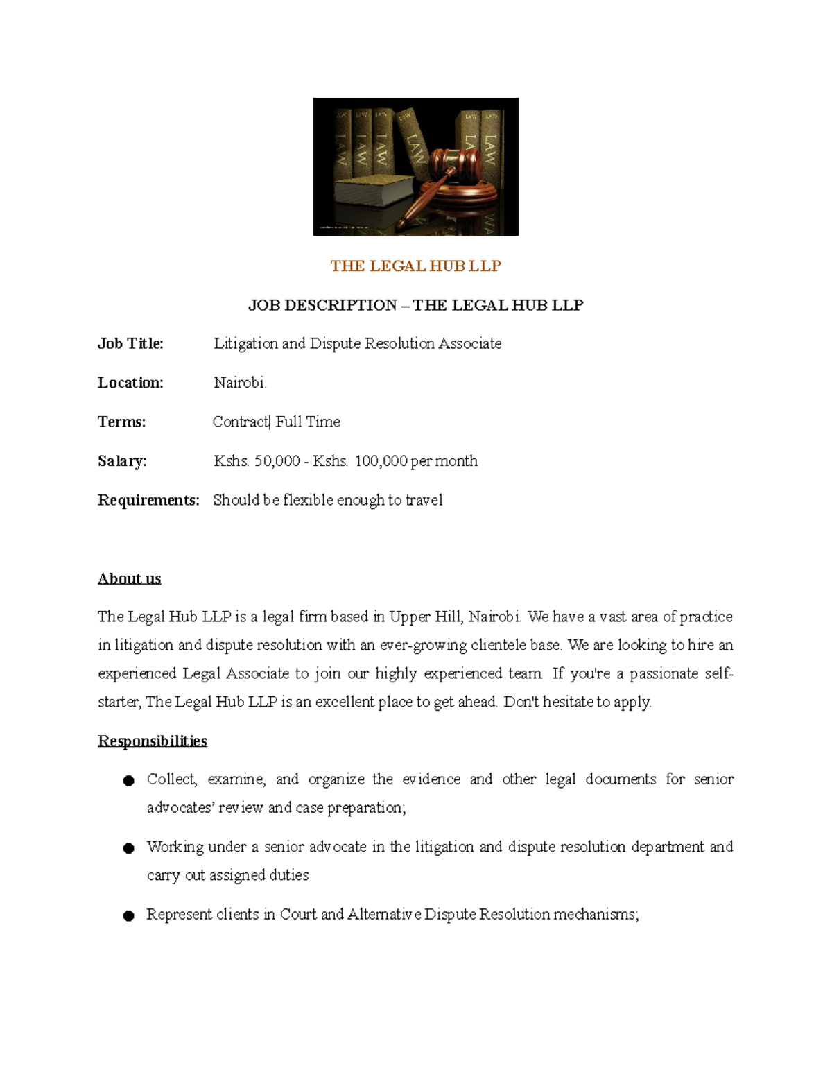 JOB Description LPM assignment THE LEGAL HUB LLP JOB DESCRIPTION