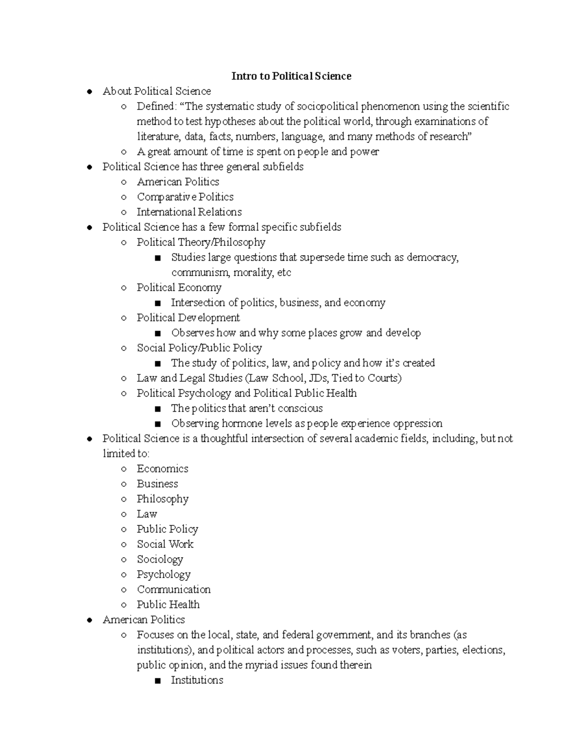 Intro To Political Science - Studocu