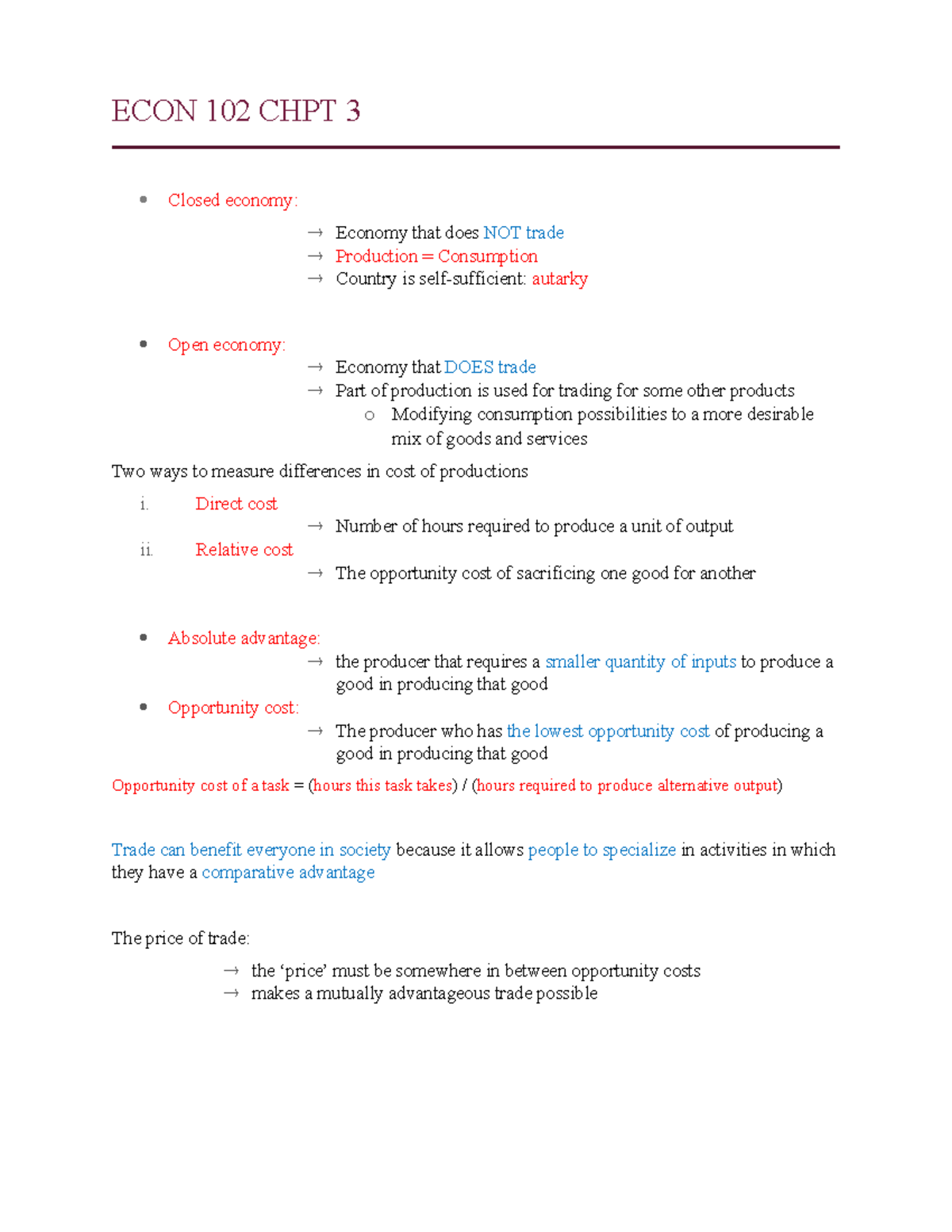 ECON 102 Chapter 3 - lecture notes - ECON 102 CHPT 3 Closed economy ...