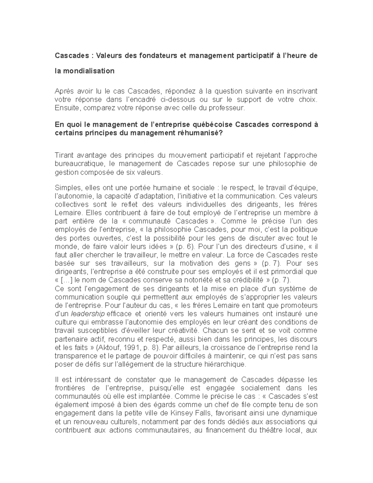 Mangement Cascades principes du management réhumanisé - Cascades ...